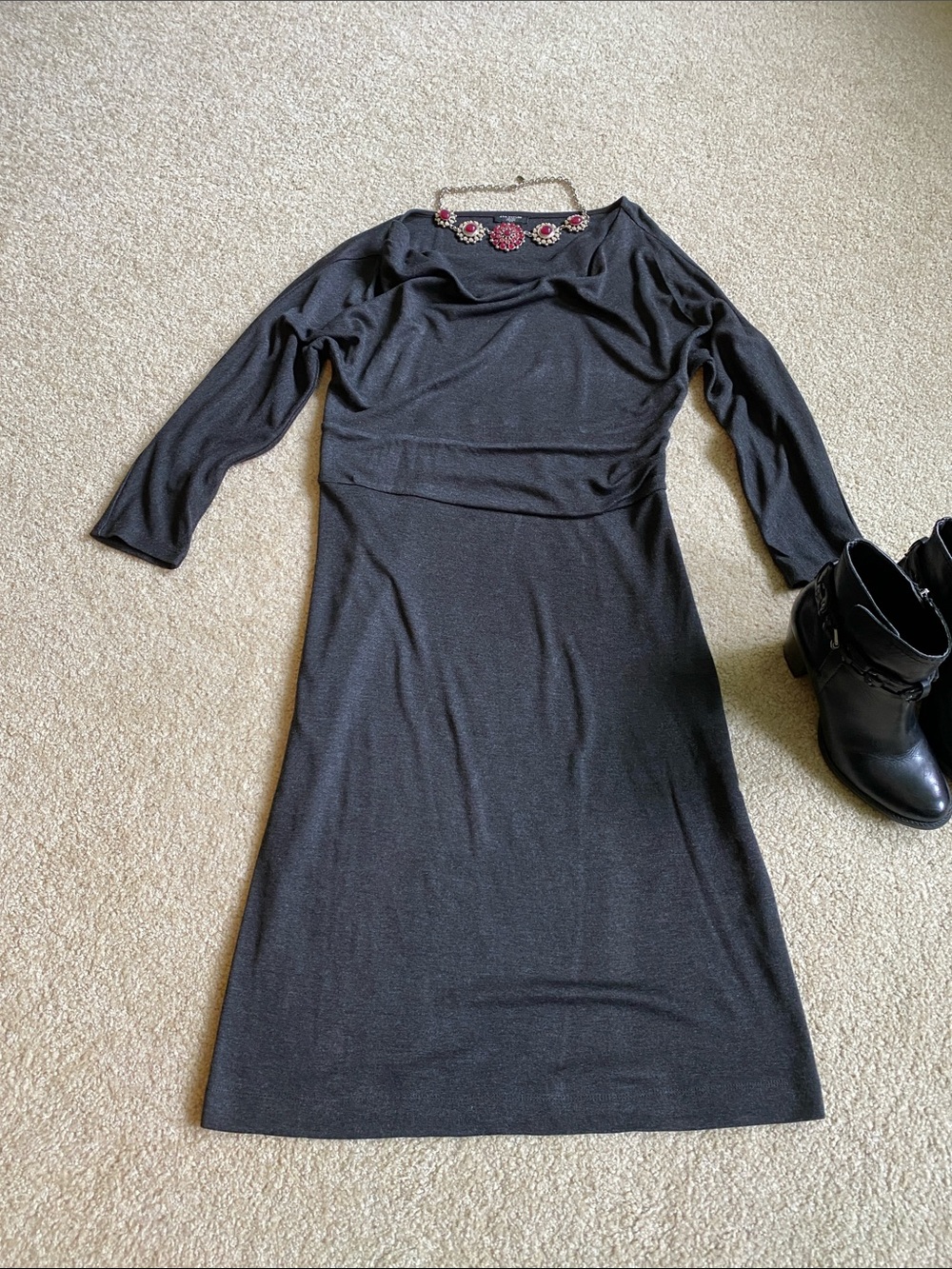 Black Long Sleeve Midi Dress - Classic Women's Sheath